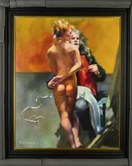 The painter with paula by Robert Lenkiewicz, giclee, sold Apr 2019