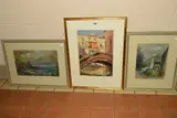 a Venetian scene, signed and dated 1925 bottom left, mounted, framed and by Vernon Ward, 1925, gouache, sold Mar 2019