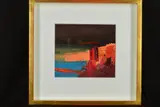 'Harbour Watch', an abstract view across a harbour, oil on paper, by Chris Busche, oil on paper, sold Mar 2019