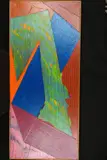 'Twist', an abstract composition consisting of strips of painted canvas by Peter Rippon, acrylic on canvas, sold Mar 2019