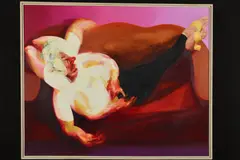 'Miss Mace, Saturday Night', an abstract lady in repose on a sofa, by Maggi Hambling, 1976, acrylic on canvas, sold Mar 2019