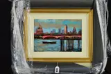 THAMES AFTERNOON' a view of the London skyline across the Thames by Timmy Mallett, acrylic on board, sold Mar 2019