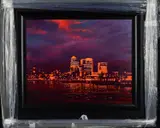London skyline at night by Keith Fulford, acrylic on canvas, sold Mar 2019
