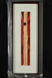 RED OCHRE' an abstract composition of vertical stripes by Orla Mary, acrylic on card, sold Mar 2019