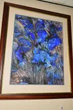 Abstract still life of blue flowers by Arthur Berry, watercolour and charcoal, sold Feb 2019