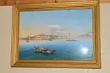 'Napoli da Mare', fishermen in the bay of Naples, with the by Emmanuel Meuris, gouache, sold Jan 2019