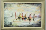 SAILING BOATS' an oil on canvas painting in the style of L.S by John Anderson, oil on canvas, sold Jan 2019