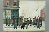 Waiting for the shop to open by John Anderson, oil on canvas, sold Jan 2019