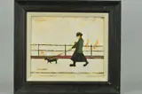 Dog walking lady by John Anderson, oil on canvas, sold Jan 2019