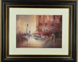 a rain swept French Street scene, watercolour, signed lower by Janine Gallizia, watercolour, sold Jan 2019