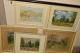 five watercolour paintings to include landscapes, a by Majorie Firth, watercolour, sold Jan 2019