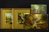 Torc Falls, Killarney' and 'The Old Weir Bridge and Rapids, Dinis, Killarney by Leonard Hamilton Mellor, oil, sold Dec 2018