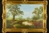 'Riverside Walk', a river following through the British countryside, by David Dipnall, oil on canvas, sold Dec 2018