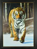 'Tiger in Snow', a limited edition print 13/195, signed bottom right, by Gary Stinton, print, sold Dec 2018
