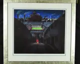 'The Boy That Didn't Get A Ticket', a boy outside a football by Mackenzie Thorpe, print, sold Dec 2018
