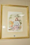 'Heather', a young woman surrounded by flowers, watercolour, signed by Gordon King, watercolour, sold Nov 2018