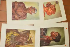 five lithographic prints depicting African tribes people, unmounted, unframed, approximate size 43cm x 29cm by Joy Adamson, print (other), sold Nov 2018