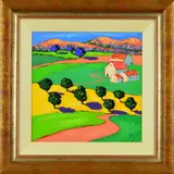 a stylised French countryside scene, oil on canvas, by Richard Pargeter, oil on canvas, sold Oct 2018
