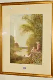 Feeding the ducks by Fred Hines, watercolour, sold Oct 2018