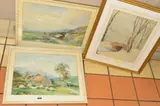 Moorland Path - above Polwydden and sheep grazing by a derelict by David Bates, 1908, watercolor, sold Oct 2018