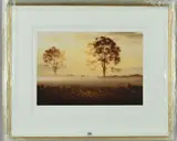 GOLDEN GATE' a limited edition print 266/495 of a view across a mist shrouded field by John Waterhouse, print, sold Oct 2018
