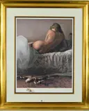 SATIN SLIPPERS II' a limited edition print 240/275 of a nude ballet dancer in repose on a bed by Douglas Hofmann, print, sold Oct 2018