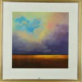 AFTER SUFFOLK STORM' a limited edition print 28/250 of figures walking across a country field by Lawrence Coulson, print, sold Oct 2018
