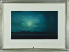 MOONLIGHT COOL' a limited edition print 14/250 of a man walking through a moonlit field by Lawrence Coulson, print, sold Oct 2018