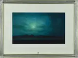 MOONLIGHT COOL' a limited edition print 14/250 of a man walking through a moonlit field by Lawrence Coulson, print, sold Oct 2018