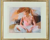 'On The Threshold', a limited edition print, 64/195, of a by Christine Comyn, print, sold Oct 2018
