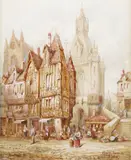 Fecamp, Normandy Signed and titled Watercolour 26 x 20.5cm; 10 x 8in by Henry Thomas Schafer, Watercolour, offered Mar 2018