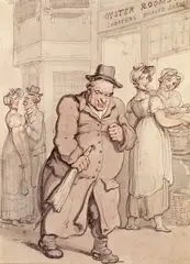 Outside the Oyster Room Pen by Thomas Rowlandson, Pen, ink and watercolour, sold Mar 2018