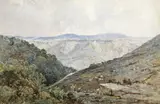 A mountainous landscape c.1850 Watercolour 11 x 18cm; 4¼ x 11in Provenance: Fanny Foster Gallery by Myles Birket Foster, Watercolour, sold Mar 2018