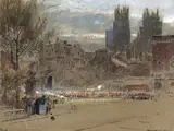 Military Procession, York Signed and inscribed Watercolour by Albert Goodwin, Watercolour, gouache, pen and ink, sold Mar 2018