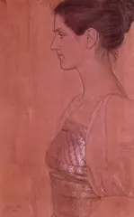 Portrait of a lady in profile Signed with a mongram and dated by Joseph Southall, Pencil and white heightening, sold Mar 2018