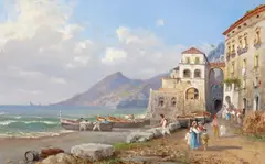 Marina de Vietri sul Mare; Capri, Marina Piccola A pair, both signed Both gouache Each 27 x 42.5cm; 10½ x 16½in (2) by Guglielmo Giusti, gouache, sold Mar 2018