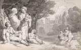Rustics near a castle Dated Apr by Amended John White Abbott, ink, sold Mar 2018