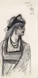 Buveuse d’Absinthe Signed with initials, dated mai 70 and inscribed Paris Pencil with chalk 23 x 12cm; 9 x 4¾in Provenance: E by Félicien Rops, Pencil with chalk, sold Mar 2018
