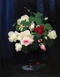 White, red and pink roses Signed Oil on canvas 68 x 53cm by Stuart Park, Oil on canvas, sold Feb 2018