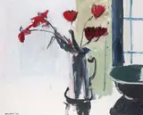 Tulips and black bowl Signed and dated 87 Oil on canvas 61 x 76cm Provenance: Tom Caldwell Galleries Ltd., Dublin, N.I by Brian Ballard, Oil on canvas, sold Feb 2018