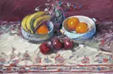 Still life with bananas Signed, also titled on a label verso Oil on canvas 51 x 76cm by James Fullarton, Oil on canvas, sold Feb 2018