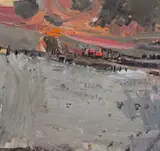 Footsteps in the snow Oil on board 22 x 23.5cm by Joan Eardley, Oil on board, sold Feb 2018
