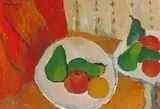 Plates of fruit Signed and dated 68 Oil on canvas 36 x 51cm by Wieslow Pilansky, Oil on canvas, sold Feb 2018