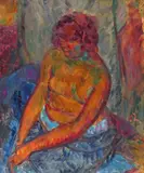 Seated female nude Signed with initials Oil on canvas 65 x 54cm by Matthew Smith, Oil on canvas, offered Feb 2018
