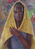 The Girl with Yellow Scarf Signed, also titled on overlap verso Oil on canvas 63 x 44cm Provenance: Christie's, 1st July 1993, lot 26 by Dod Procter, Oil on canvas, sold Feb 2018