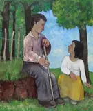 The Walk Signed, also titled verso Oil on canvas 61 x 51cm Painted in 1997 Provenance: The Contemporary Fine Art Gallery, Eton by Michael Scott, 1997, Oil on canvas, sold Feb 2018
