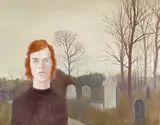 Andrew in Sancreed Churchyard Signed and dated 1974 Oil on canvas 64 x 81cm by John Miller, 1974, Oil on canvas, sold Feb 2018