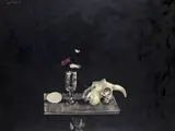 Black still life with Ram's skull Signed and dated 59 Oil on board 76 x 100cm by Michael Ayrton, Oil on board, sold Feb 2018