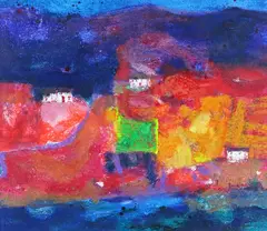 Houses at S by Caroline Bailey, Oil on board, sold Feb 2018