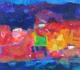 Houses at S by Caroline Bailey, Oil on board, sold Feb 2018